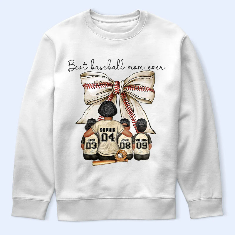 Gift For Mother,Baseball,Sport Mom,Happy - Best Baseball Mom Ever Coquette Bow - Personalized T Shirt