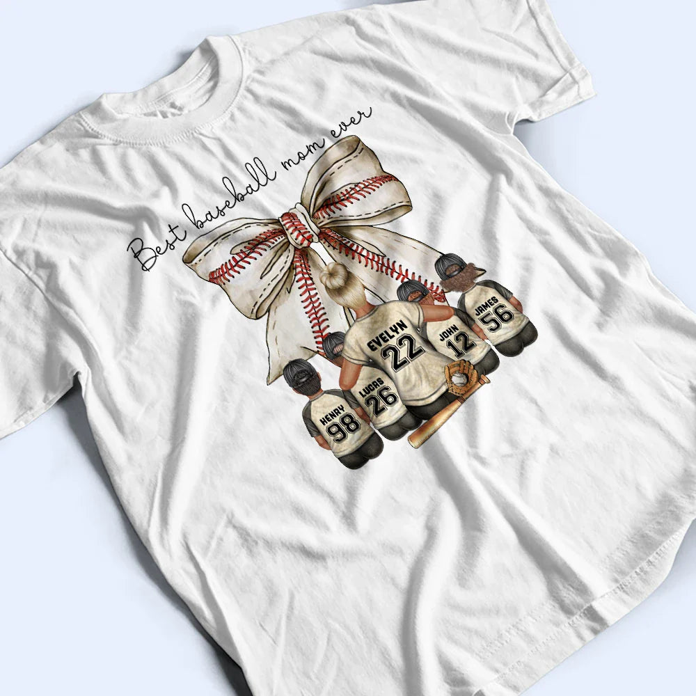 Gift For Mother,Baseball,Sport Mom,Happy - Best Baseball Mom Ever Coquette Bow - Personalized T Shirt