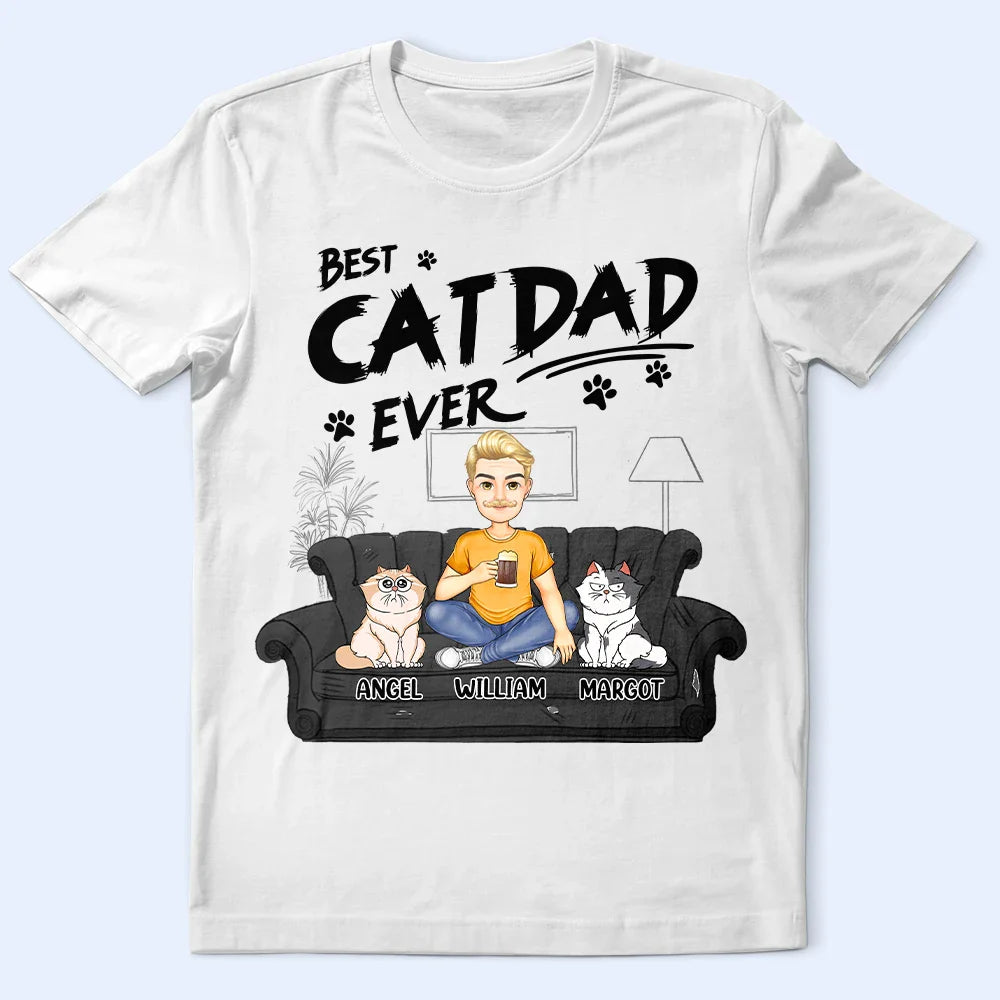Best Cat Dad Ever - Personalized T Shirt