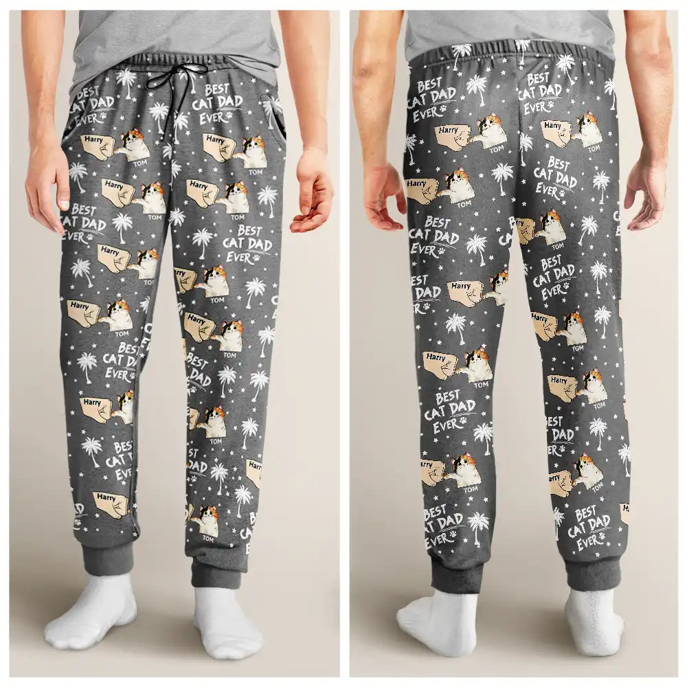 Funny,Christmas,Cat Dad - Best Cat Dad Ever - Personalized Pajama Pants