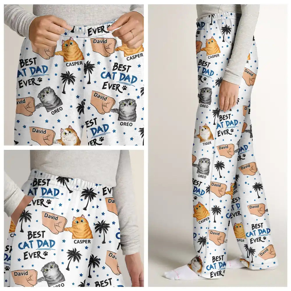 Funny,Christmas,Cat Dad - Best Cat Dad Ever - Personalized Pajama Pants