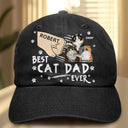 Cat Lovers,Cat Dad,Funny - Best Cat Dad Ever - Personalized Vintage Washed Denim Cap