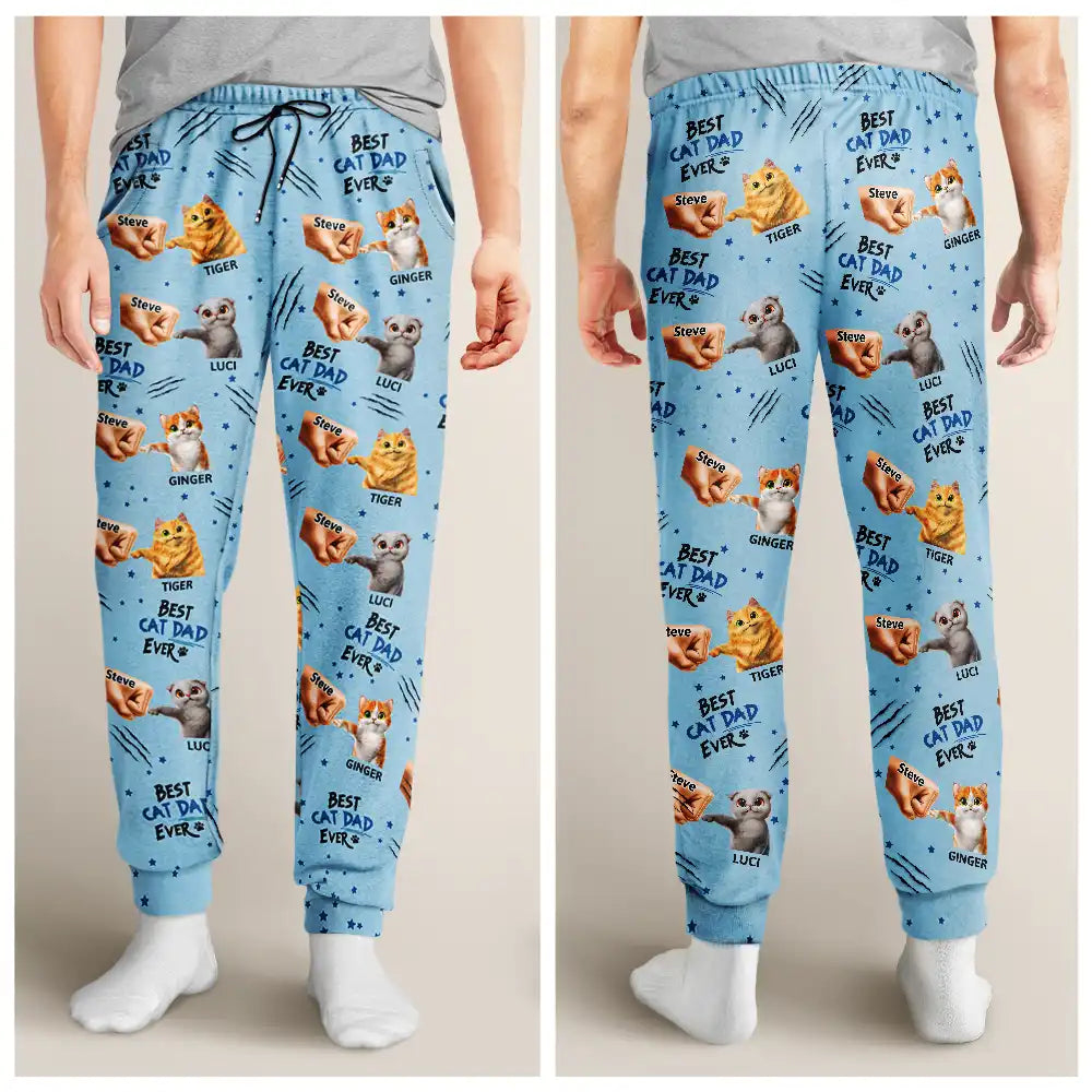 Cat Mom,Cat Lovers,Funny,Happy,Cat Dad - Best Cat Dad Mom Mum Ever - Personalized Pajama Pants