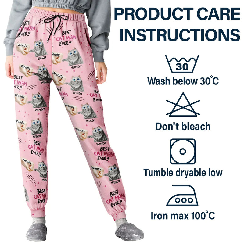 Cat Mom,Cat Lovers,Funny,Happy,Cat Dad - Best Cat Dad Mom Mum Ever - Personalized Pajama Pants