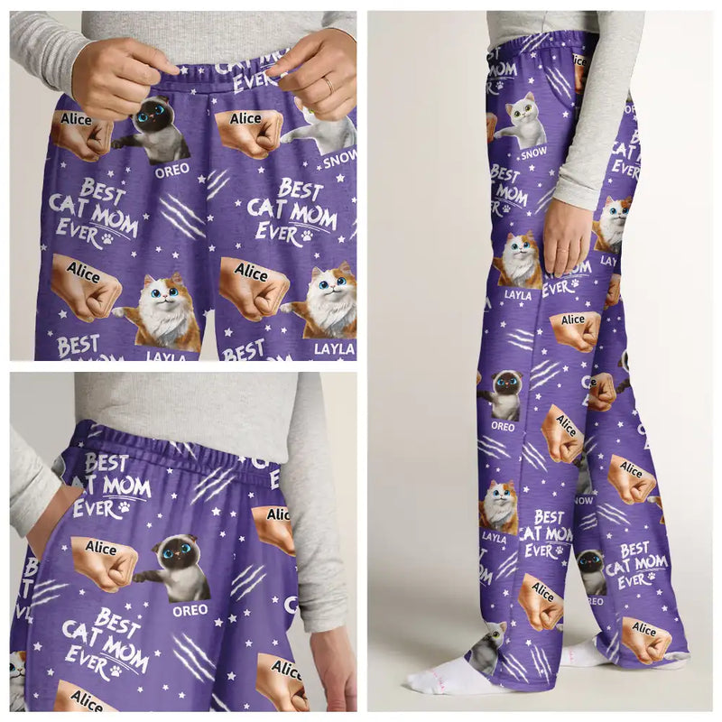 Cat Mom,Cat Lovers,Funny,Happy,Cat Dad - Best Cat Dad Mom Mum Ever - Personalized Pajama Pants