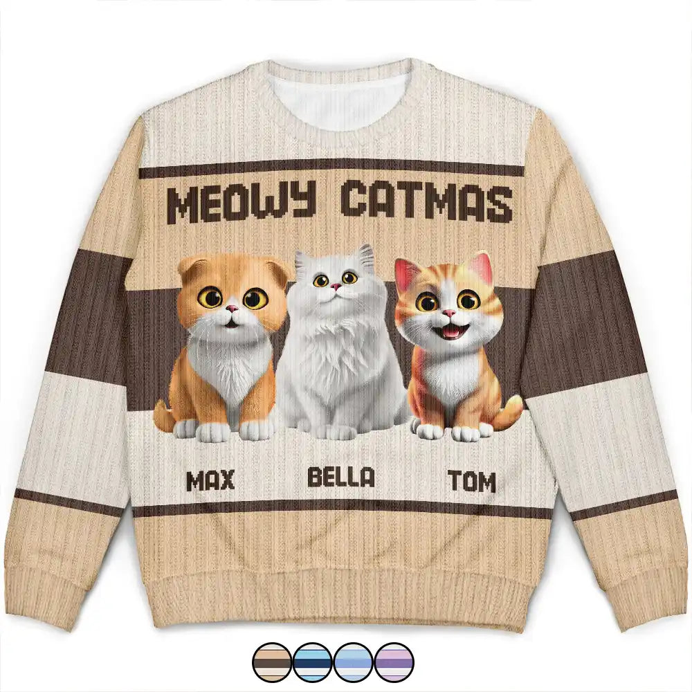 Meilleure maman chat de tous les temps, chats mignons et drôles en 3D - Pull moche unisexe personnalisé 