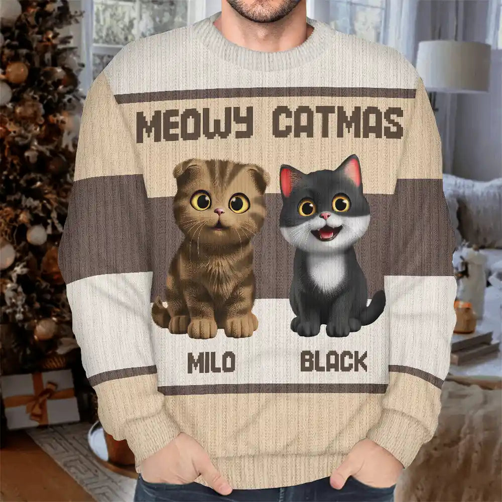Cat Lovers,Pet Lovers,Funny - Best Cat Mom Ever Funny 3D Cute Cats - Personalized Unisex Ugly Sweater