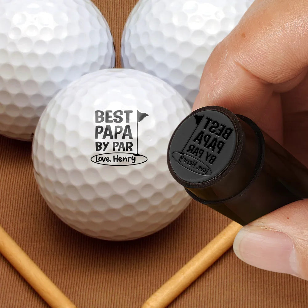 Happy, Sport Dad, Golf, Gift For Father, Gift For Men - Best Dad By Par - Personalized Golf Ball Stamp With Metal Storage Box