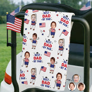 Gift For Husband,Gift For Grandpa,Golf,Sport Dad,Grandpa's Hobby,Dad's Hobby,Happy,Independence Day - Best Dad By Par Funny Kid US Flag - Personalized Golf Towel