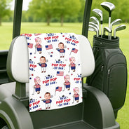 Gift For Husband,Gift For Grandpa,Golf,Sport Dad,Grandpa's Hobby,Dad's Hobby,Happy,Independence Day - Best Dad By Par Funny Kid US Flag - Personalized Golf Towel