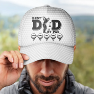 Gift For Father,Gift For Grandpa,Golf,Top Market,Non-Eng,Icon,Proud - Best Dad By Par Golf Ball - Personalized Classic Cap