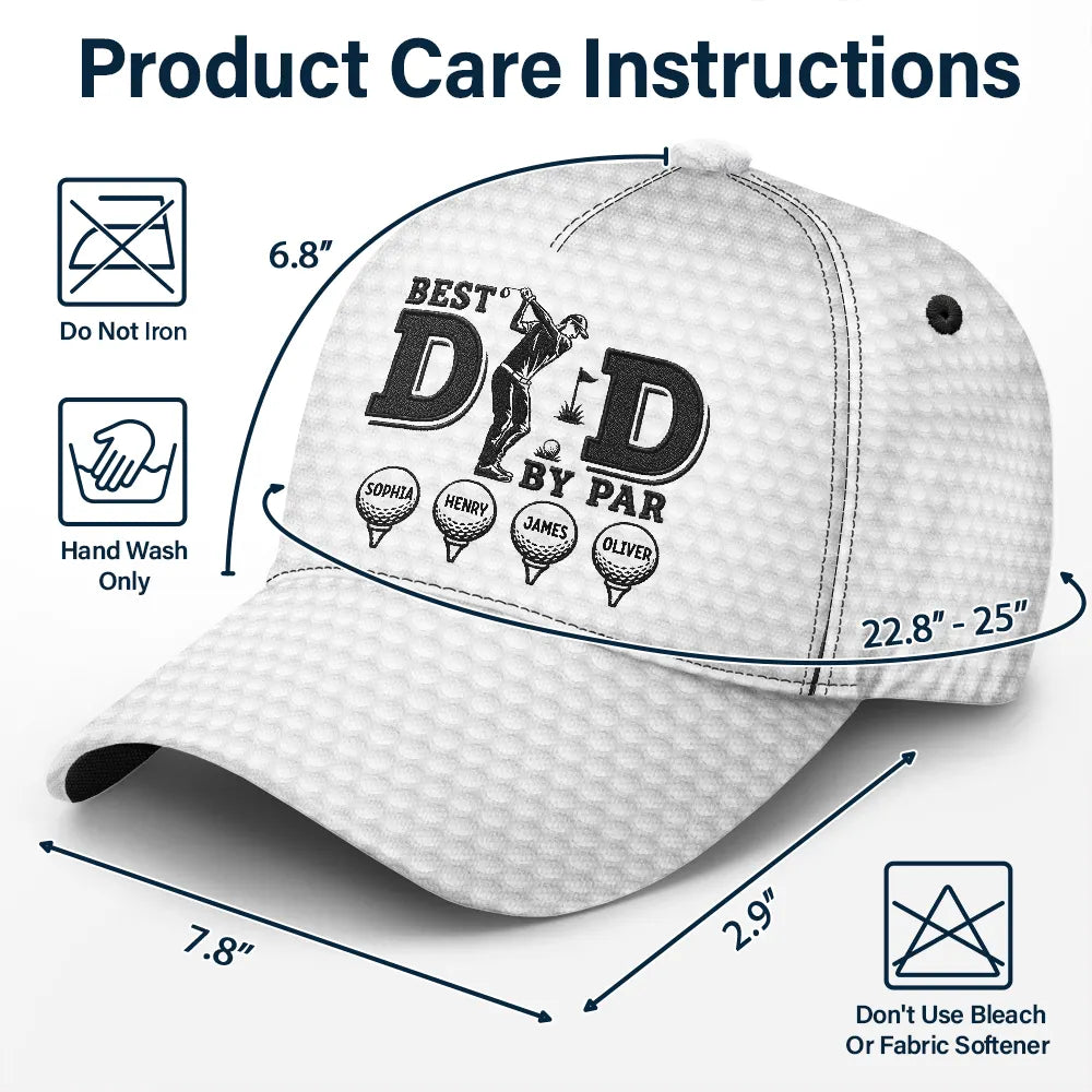 Gift For Father,Gift For Grandpa,Golf,Top Market,Non-Eng,Icon,Proud - Best Dad By Par Golf Ball - Personalized Classic Cap