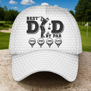 Gift For Father,Gift For Grandpa,Golf,Top Market,Non-Eng,Icon,Proud - Best Dad By Par Golf Ball - Personalized Classic Cap