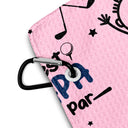 Happy,Golf,Dad's Hobby,Sport Dad,Gift For Father,Gift For Grandpa,Grandpa's Hobby,Gift For Husband - Best Dad By Par Stick Figures Kid & Pet - Personalized Golf Towel