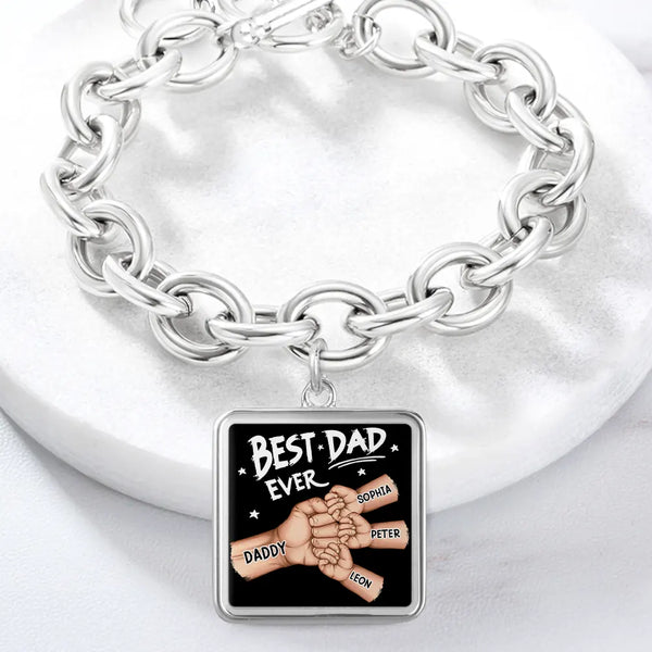 Gift For Father,Parents,Gift For Mother,Happy,Gift For Husband,Gift For Wife,Gift For Grandpa,Gift For Grandma - Best Dad Ever - Personalized Charm Bracelet