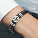 Gift For Father,Parents,Gift For Mother,Happy,Gift For Husband,Gift For Wife,Gift For Grandpa,Gift For Grandma - Best Dad Ever - Personalized Leather Braided Bracelet