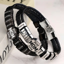 Gift For Father,Parents,Gift For Mother,Happy,Gift For Husband,Gift For Wife,Gift For Grandpa,Gift For Grandma - Best Dad Ever - Personalized Leather Braided Bracelet