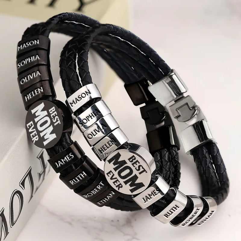 Gift For Father,Parents,Gift For Mother,Happy,Gift For Husband,Gift For Wife,Gift For Grandpa,Gift For Grandma - Best Dad Ever - Personalized Leather Braided Bracelet