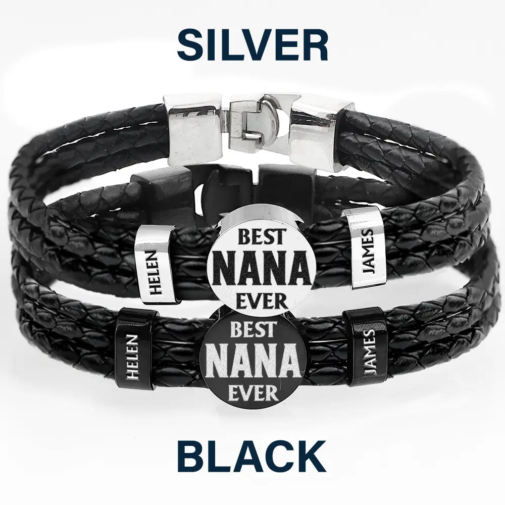 Gift For Father,Parents,Gift For Mother,Happy,Gift For Husband,Gift For Wife,Gift For Grandpa,Gift For Grandma - Best Dad Ever - Personalized Leather Braided Bracelet