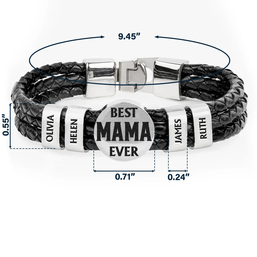 Gift For Father,Parents,Gift For Mother,Happy,Gift For Husband,Gift For Wife,Gift For Grandpa,Gift For Grandma - Best Dad Ever - Personalized Leather Braided Bracelet