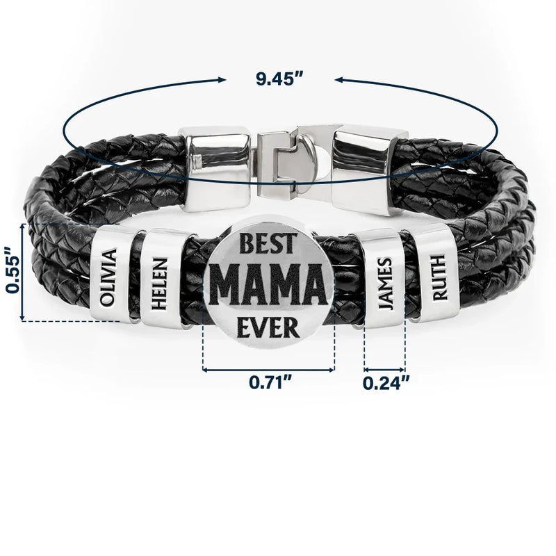 Gift For Father,Parents,Gift For Mother,Happy,Gift For Husband,Gift For Wife,Gift For Grandpa,Gift For Grandma - Best Dad Ever - Personalized Leather Braided Bracelet