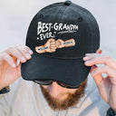 Happy, Gift For Father, Gift For Husband, Gift For Grandpa, Gift For Men - Best Dad Ever - Personalized Vintage Washed Denim Cap