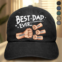 Happy, Gift For Father, Gift For Husband, Gift For Grandpa, Gift For Men - Best Dad Ever - Personalized Vintage Washed Denim Cap