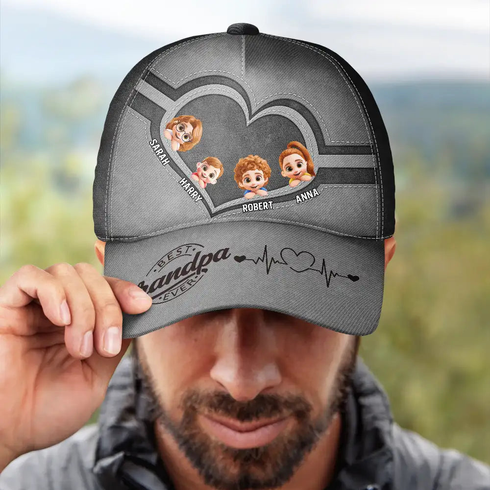 Gift For Father,Happy,Gift For Grandpa - Best Dad Ever 3d Cartoon Kids - Personalized Classic Cap