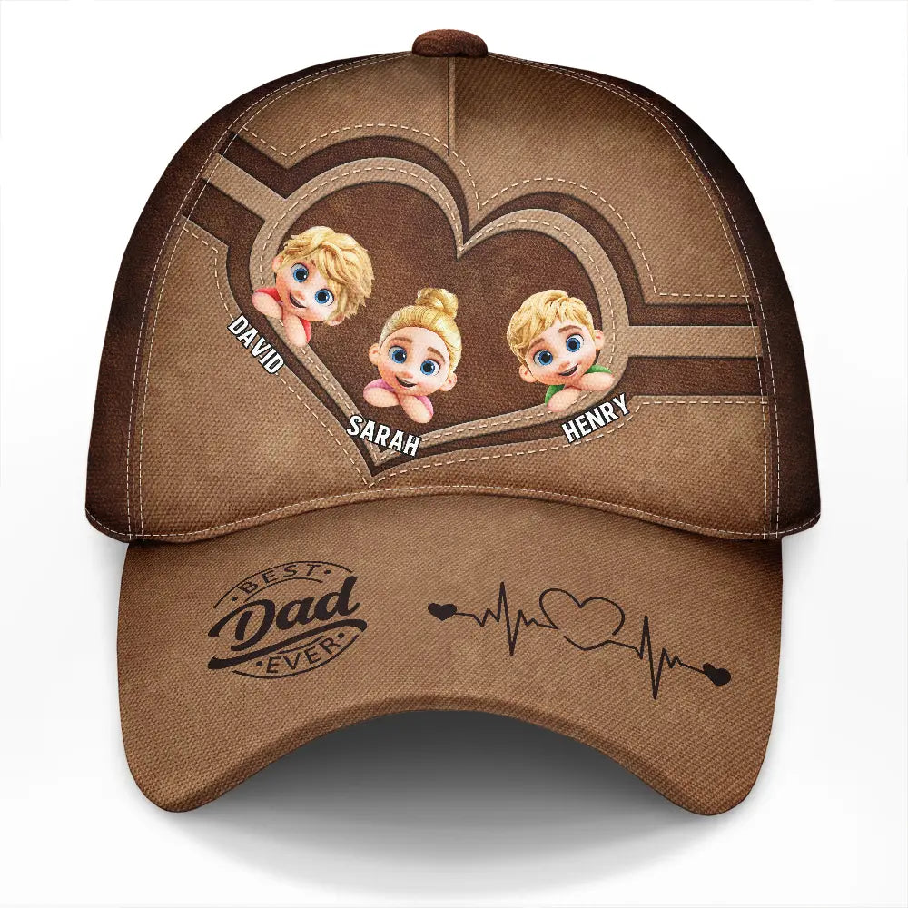 Gift For Father,Happy,Gift For Grandpa - Best Dad Ever 3d Cartoon Kids - Personalized Classic Cap