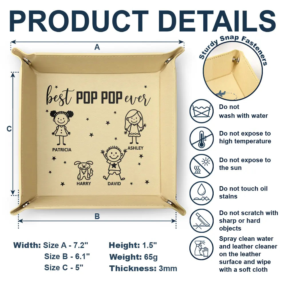 Dad - Children, Grandpa - Grandkids, Gift For Grandpa, Gift For Father, Funny - Best Dad Ever Figure Sticks - Personalized Leather Valet Tray