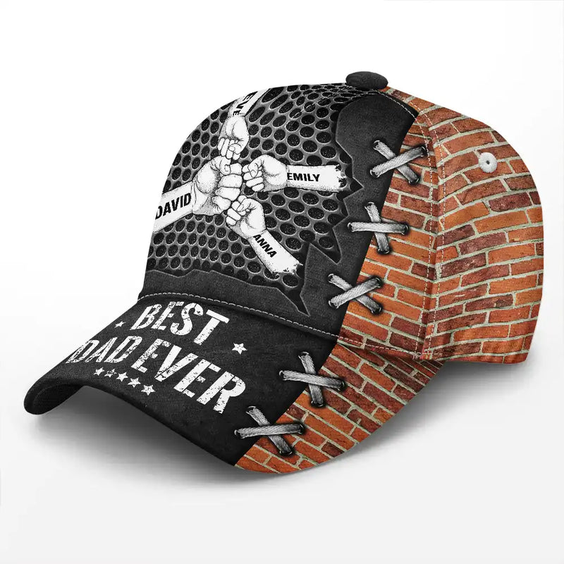Gift For Father,Funny,Dad,Children - Best Dad Ever Fist Bump Silver - Personalized Classic Cap
