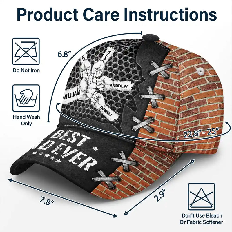 Gift For Father,Funny,Dad,Children - Best Dad Ever Fist Bump Silver - Personalized Classic Cap
