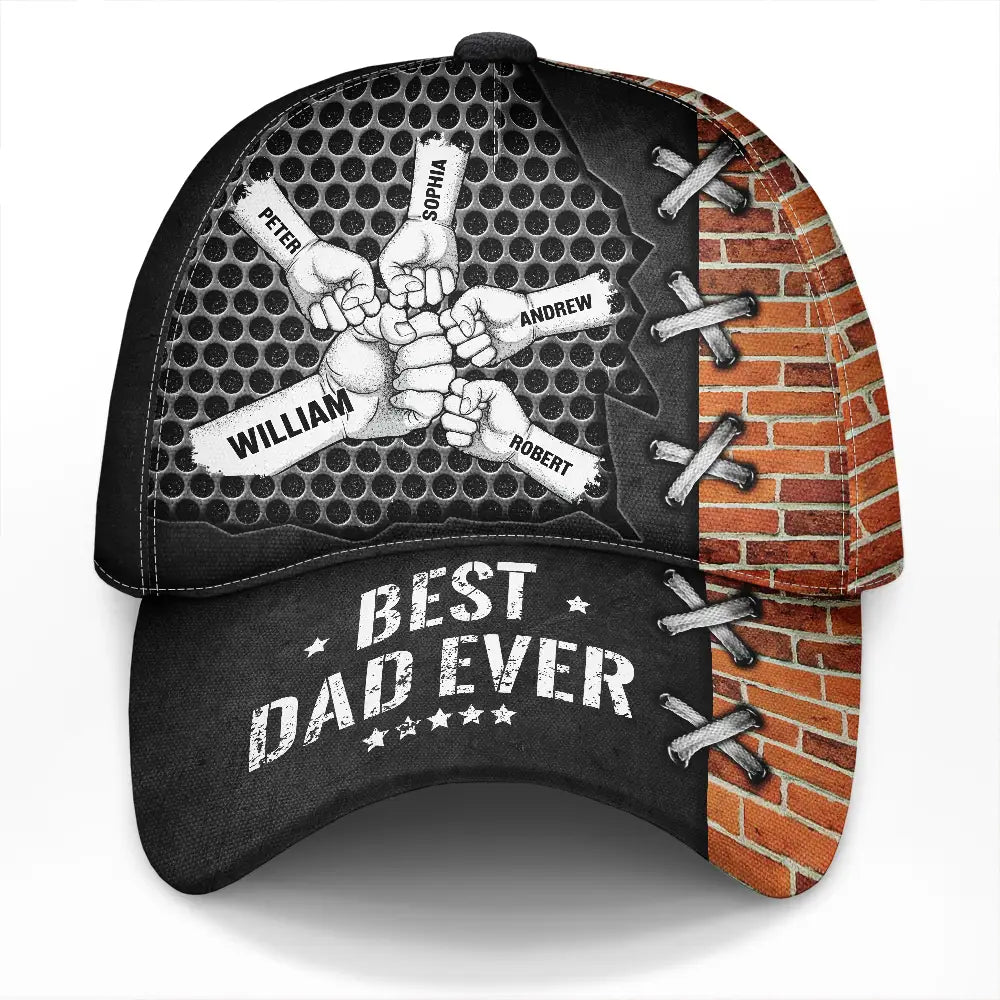 Gift For Father,Funny,Dad,Children - Best Dad Ever Fist Bump Silver - Personalized Classic Cap
