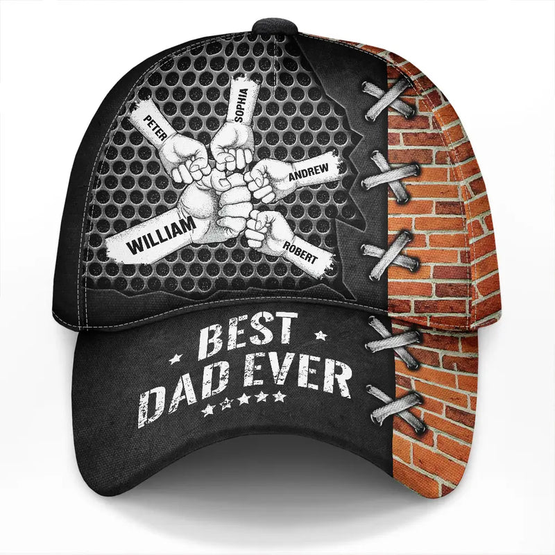 Gift For Father,Funny,Dad,Children - Best Dad Ever Fist Bump Silver - Personalized Classic Cap
