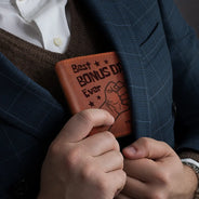 Best Dad Ever Fist Punch Faux-Stitched Effect - Personalized Leather Wallet