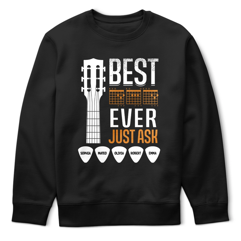 Guitar,Gift For Father,Gift For Grandpa,Happy - Best Dad Ever Guitar Headstock Custom Kid Names - Personalized T Shirt