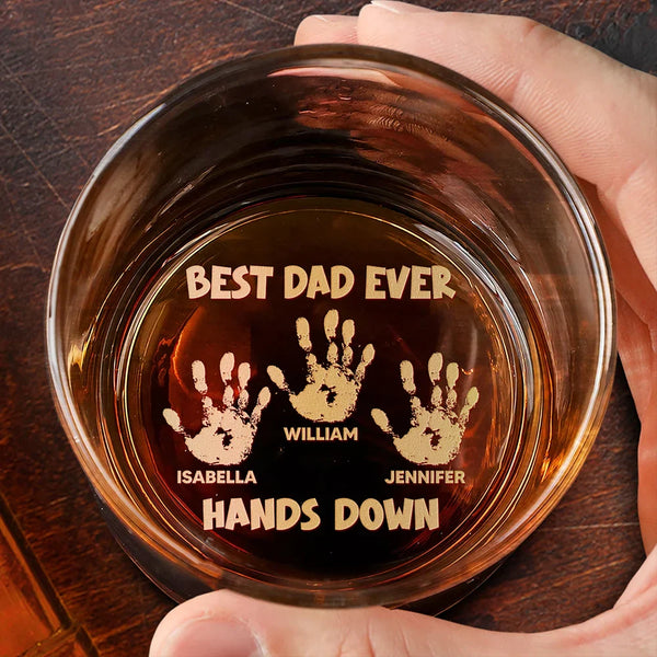 Gift For Father,Happ - Best Dad Ever Hands Down - Personalized Engraved Whiskey Glass