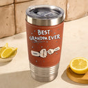 Gift For Father,Gift For Grandpa,Happy - Best Dad Ever Pet And Kid Hand Punch - Personalized Leather Tumbler
