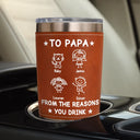 Gift For Father,Gift For Grandpa,Happy - To Dad From The Reasons You Drink - Personalized Leather Tumbler