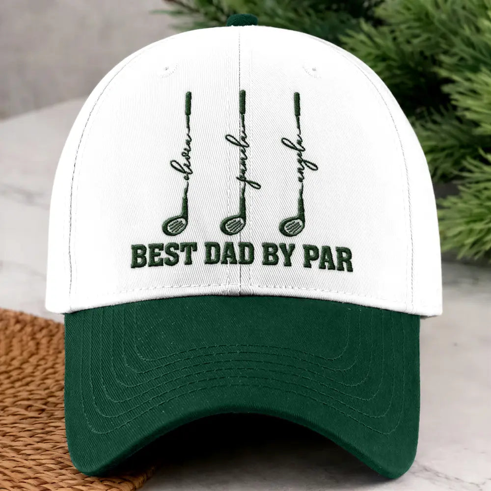 Best Dad Grandpa By Par Golf Clubs - Personalized Embroidered Two Tone Cap