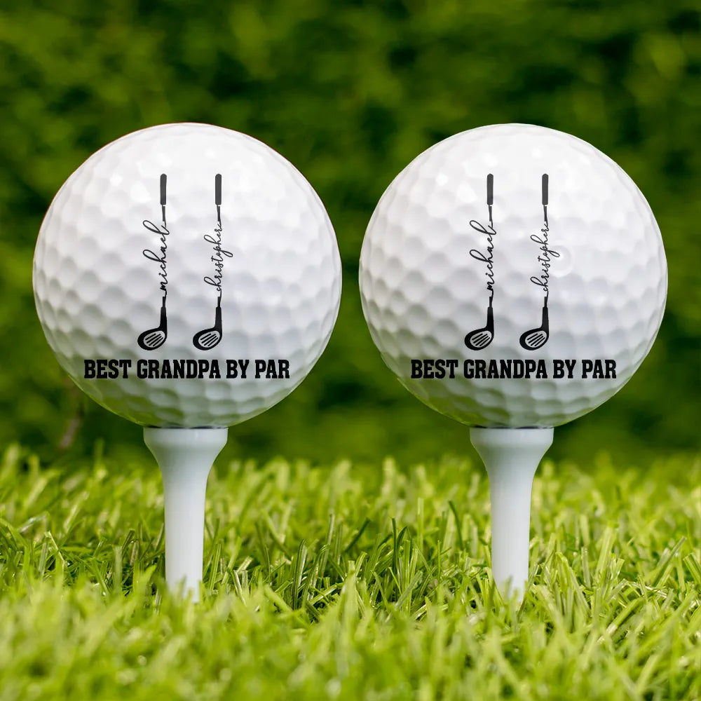 Best Dad Grandpa By Par Golf Clubs - Personalized Golf Ball