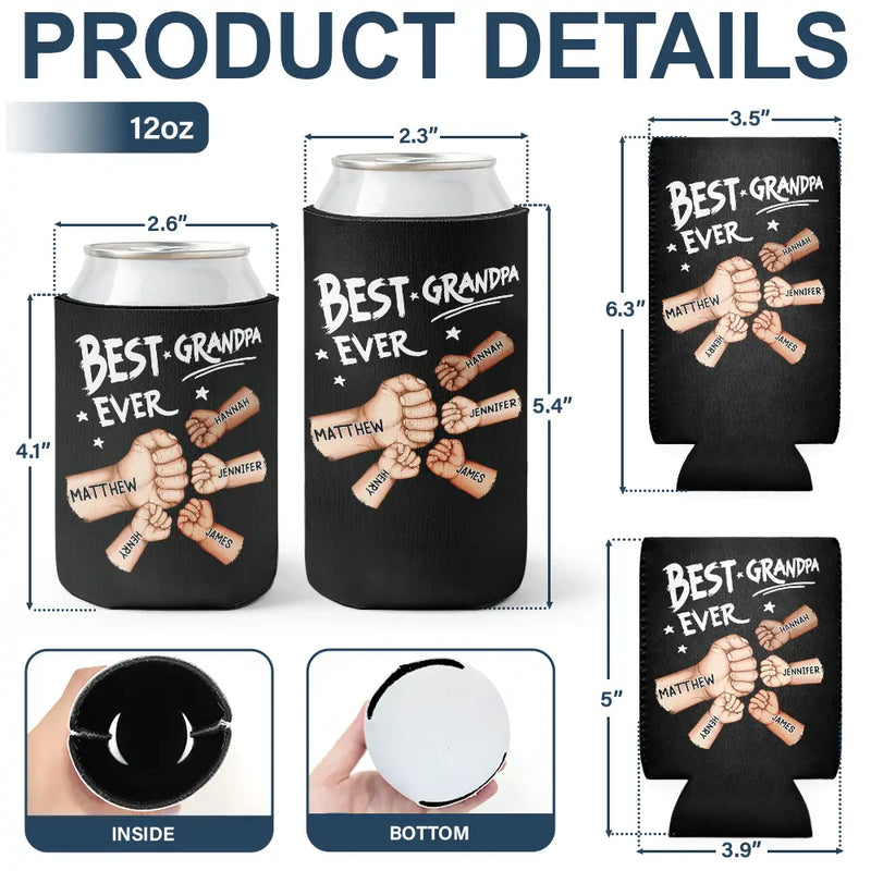 Gift For Husband,Gift For Men,Gift For Grandpa,Gift For Father,Happy - Best Dad Grandpa Ever - Personalized Can Cooler Sleeve
