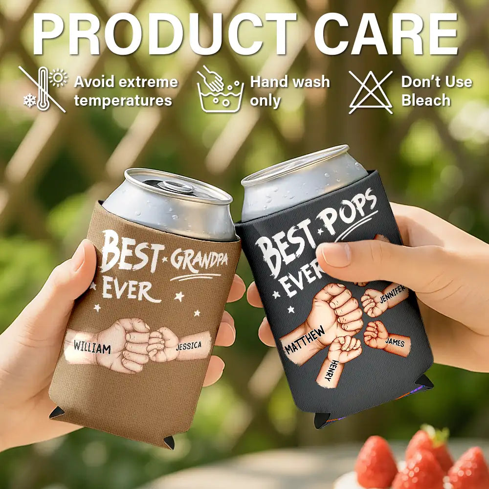 Gift For Husband,Gift For Men,Gift For Grandpa,Gift For Father,Happy - Best Dad Grandpa Ever - Personalized Can Cooler Sleeve