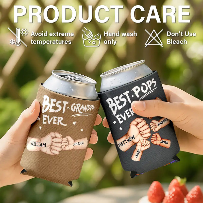 Gift For Husband,Gift For Men,Gift For Grandpa,Gift For Father,Happy - Best Dad Grandpa Ever - Personalized Can Cooler Sleeve