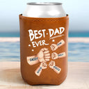 Gift For Father,Gift For Grandpa,Gift For Husband,Gift For Men,Happy - Best Dad Grandpa Ever - Personalized Leather Can Cooler