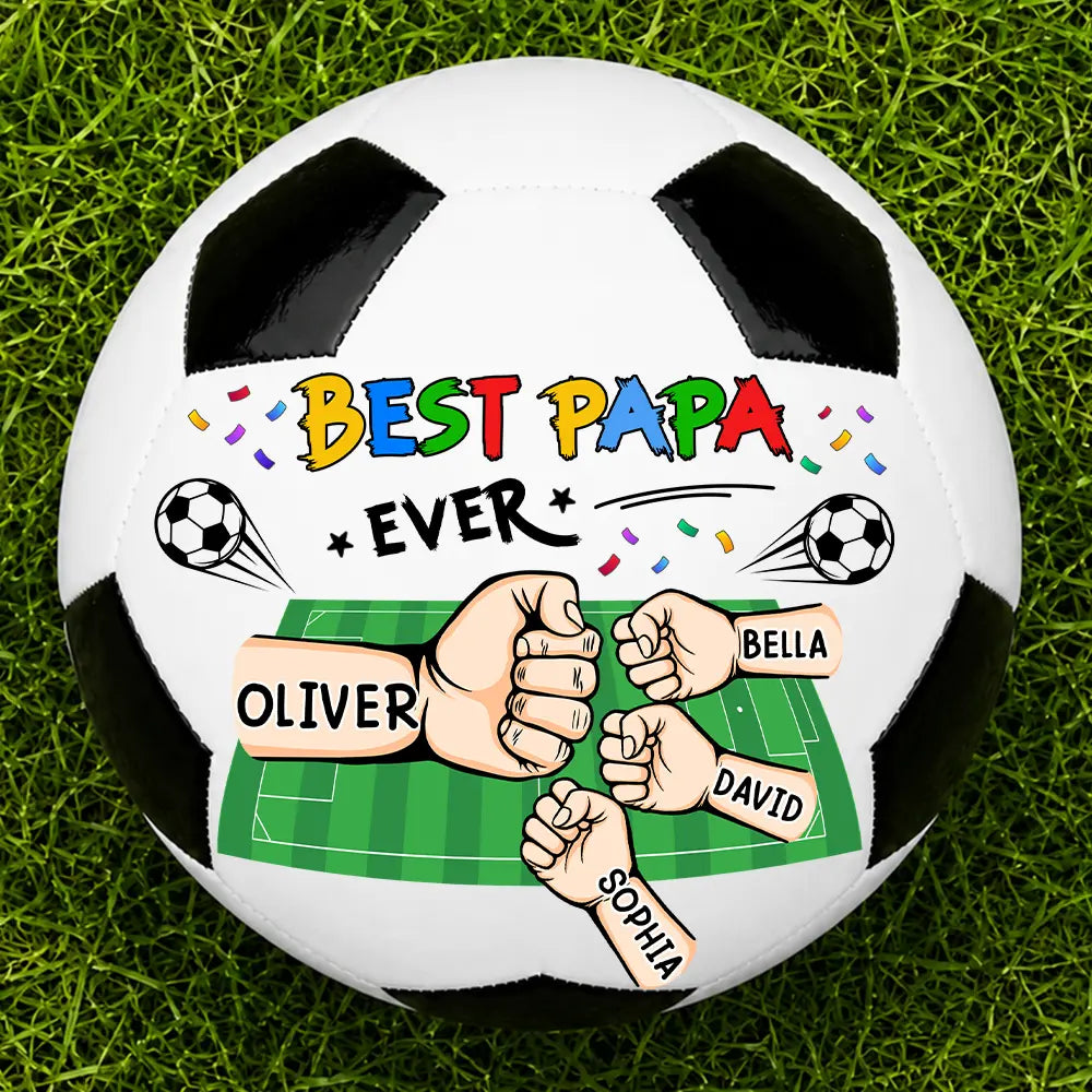 Gift For Father, Top Market, Football (Soccer), Confident, Summer Soccer Games, Vector, Alternating Color Text - Best Dad Grandpa Ever - Personalized Soccer Ball