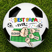 Gift For Father, Top Market, Football (Soccer), Confident, Summer Soccer Games, Vector, Alternating Color Text - Best Dad Grandpa Ever - Personalized Soccer Ball