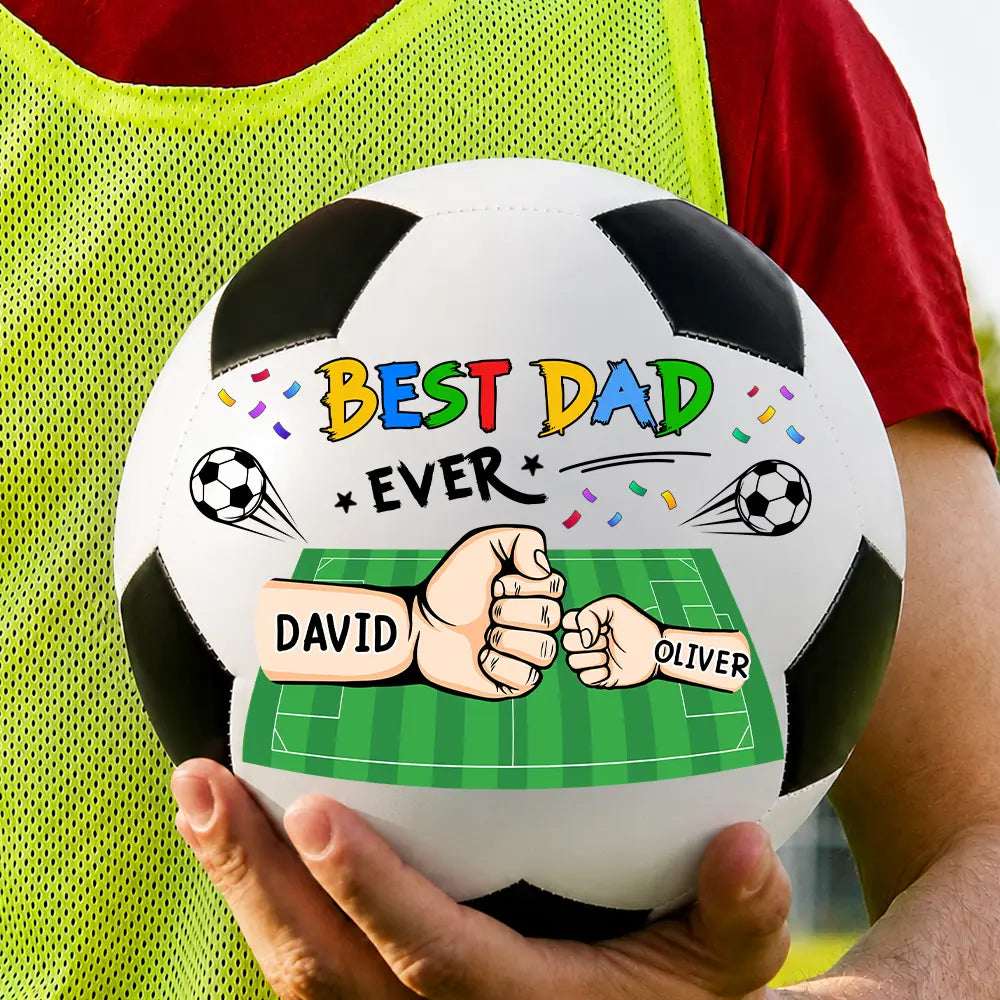 Gift For Father, Top Market, Football (Soccer), Confident, Summer Soccer Games, Vector, Alternating Color Text - Best Dad Grandpa Ever - Personalized Soccer Ball