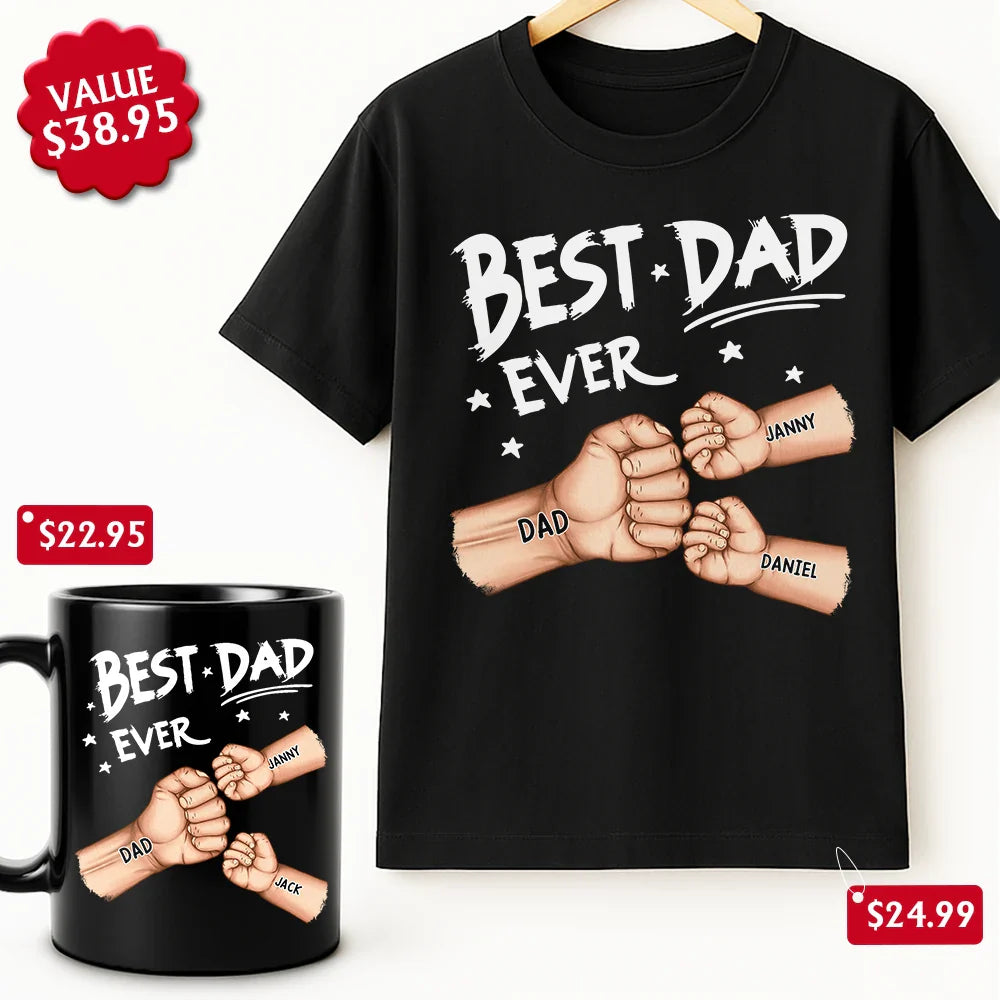 Gift For Father, Gift For Grandpa, Happy - Best Dad Grandpa Ever Fist Bump - Personalized Father's Day Gift Set