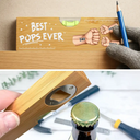 Gift For Father,Gift For Grandpa - Best Dad Grandpa Ever Fist Bump - Personalized Bottle Opener Wood Level